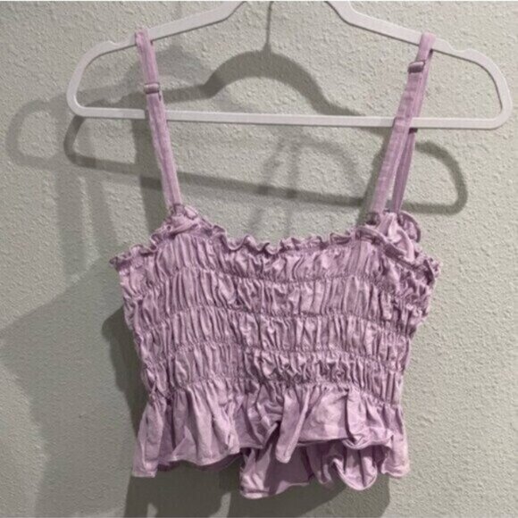 Kittenish Coquette Smocked Strap Top Purple Boho Vintage Whimsigoth Stretch - Picture 6 of 7